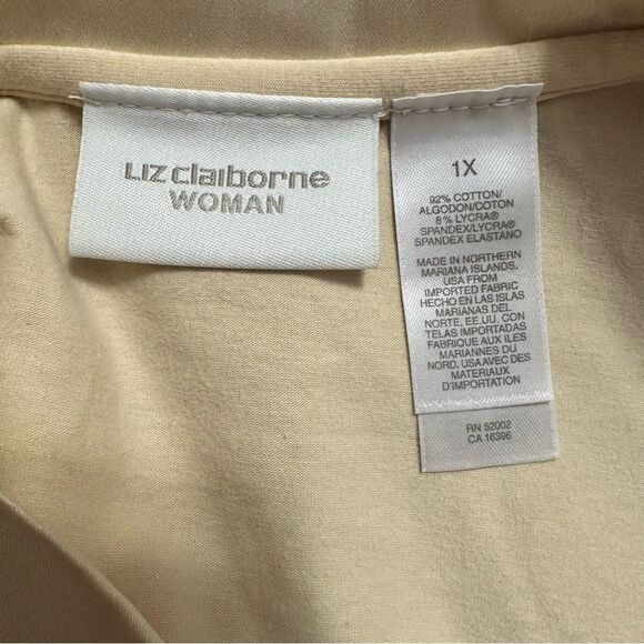 Liz Claiborne Cream V-Neck Sweater with Satin Neckline - Picture 3 of 7